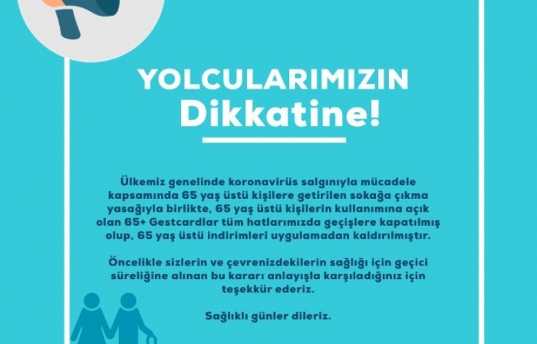GESTAŞ 65 VE 65 YAŞ ÜSTÜ MÜŞTERİLERİNİN GESTCARD İLE DENİZ GEÇİŞLERİNİ DURDURDU.