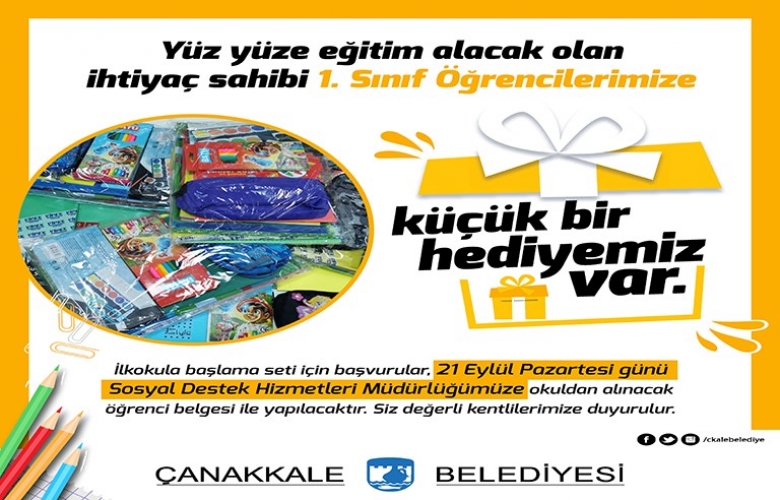 ÇANAKKALE BELEDİYESİNDEN EĞİTİME BAŞLAYAN 1. SINIF ÖĞRENCİLERİNE OKUL HEDİYESİ